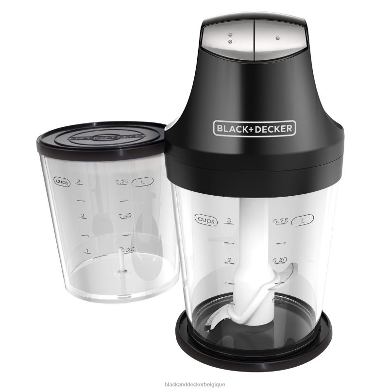 BLACK+DECKER X42D281Hachoir ergonomique de 3 tasses avec deux bols emboîtables cuisine