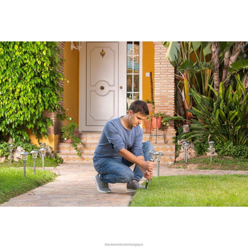 BLACK+DECKER X42D457éclairage de chemin solaire extérieur - paquet de 8 Extérieur
