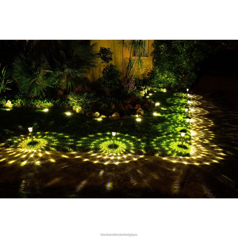 BLACK+DECKER X42D457éclairage de chemin solaire extérieur - paquet de 8 Extérieur