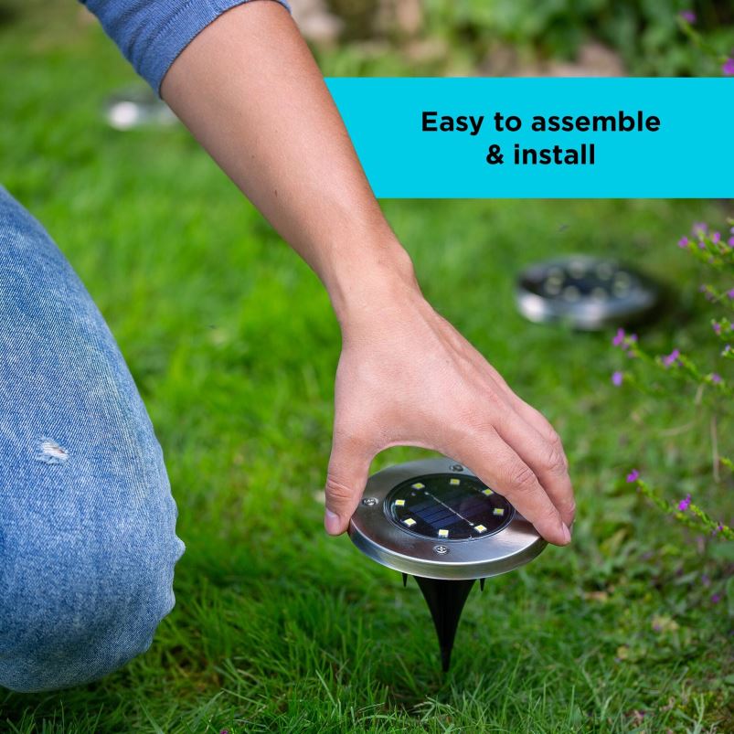 BLACK+DECKER X42D458lampe solaire extérieure à disque - paquet de 8 Extérieur