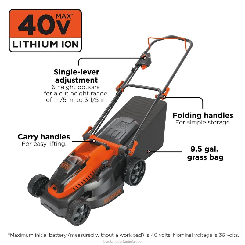 BLACK+DECKER X42D419Tondeuse à gazon sans fil 40 V max avec batterie et chargeur inclus Extérieur