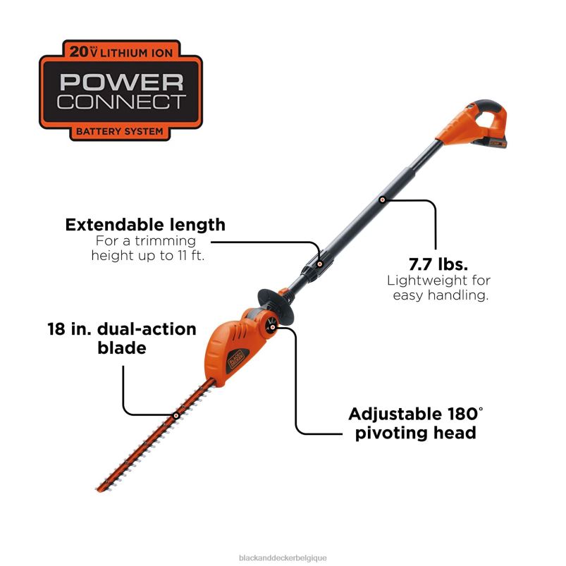 BLACK+DECKER X42D397Taille-haie sur perche sans fil 20 V max, 18 pouces Extérieur