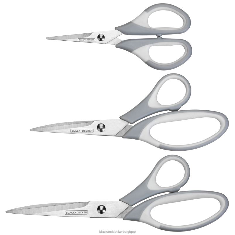 BLACK+DECKER X42D150paquet multiple de ciseaux comprenant des ciseaux polyvalents de 5,5 po, 6,5 po et 8,5 po maison et style de vie