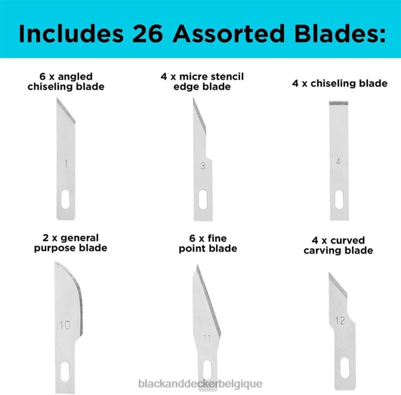 BLACK+DECKER X42D152kit de couteaux de bricolage avec 26 lames assorties et tapis de découpe maison et style de vie