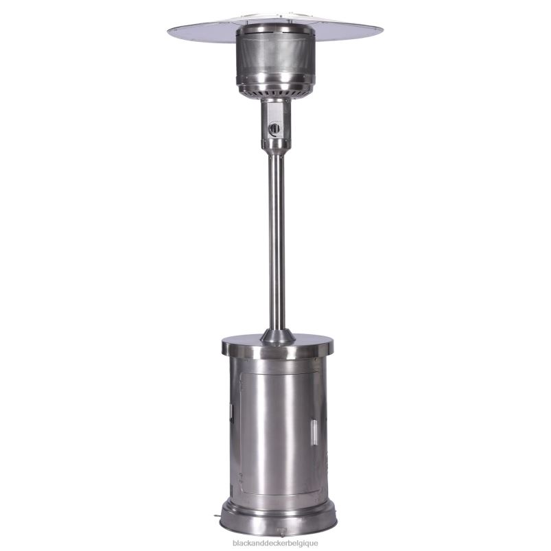 BLACK+DECKER X42D213Chauffage de terrasse à gaz haute efficacité 60 000 Btus avec roues Chauffage extérieur commercial et résidentiel – Acier inoxydable maison et style de vie