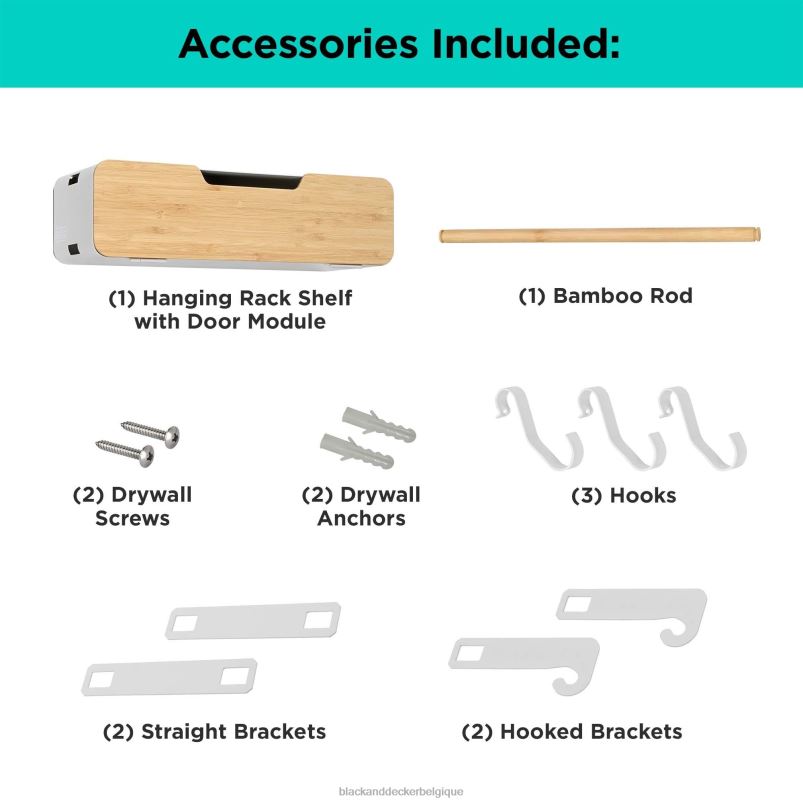 BLACK+DECKER X42D126système de rack suspendu/magnétique blanc-étagère avec porte maison et style de vie