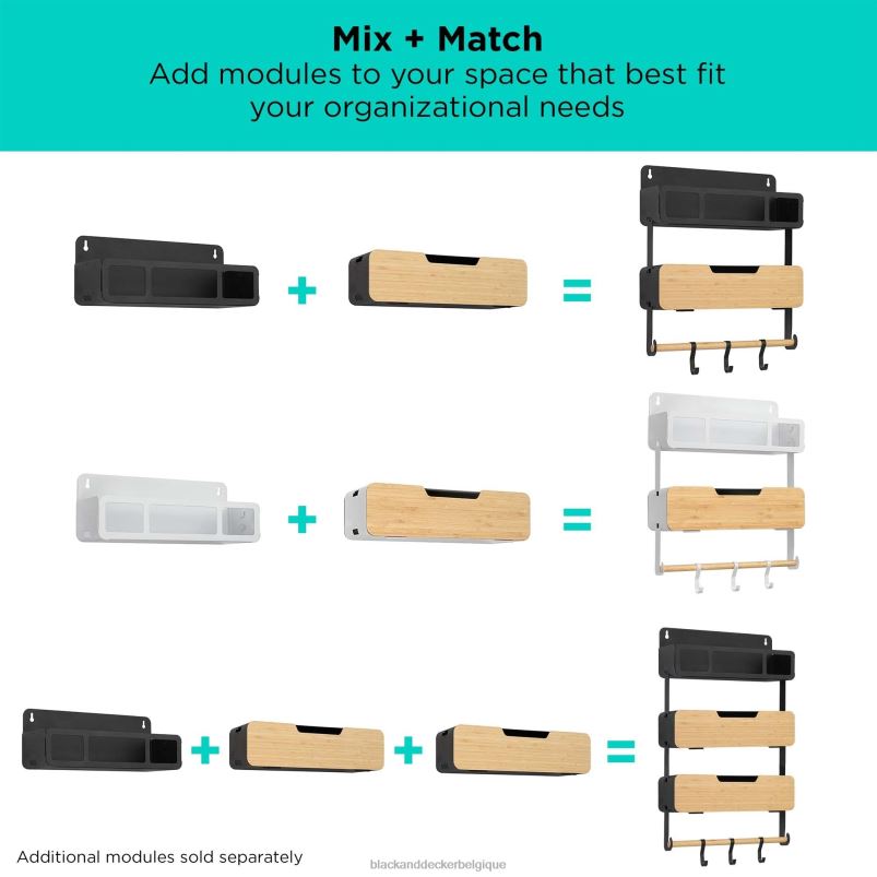 BLACK+DECKER X42D126système de rack suspendu/magnétique blanc-étagère avec porte maison et style de vie