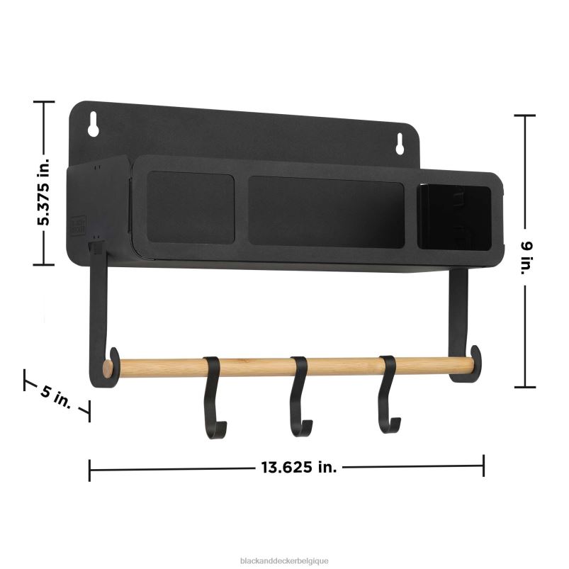 BLACK+DECKER X42D128système de support suspendu/magnétique noir-étagère avec supports maison et style de vie