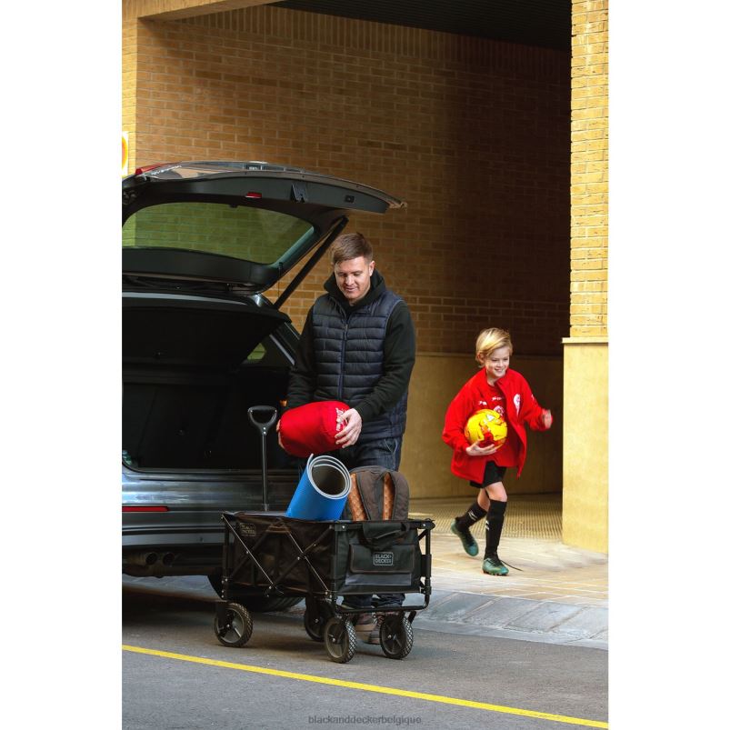 BLACK+DECKER X42D131Chariot de rangement pliable Le chariot utilitaire pliable peut contenir jusqu'à 176 lb. noir maison et style de vie