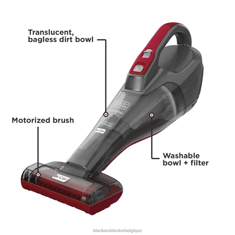 BLACK+DECKER X42D2Aspirateur à main sans fil pour voiture Dustbuster quickclean avec brosse pour tissus d'ameublement motorisée nettoyage