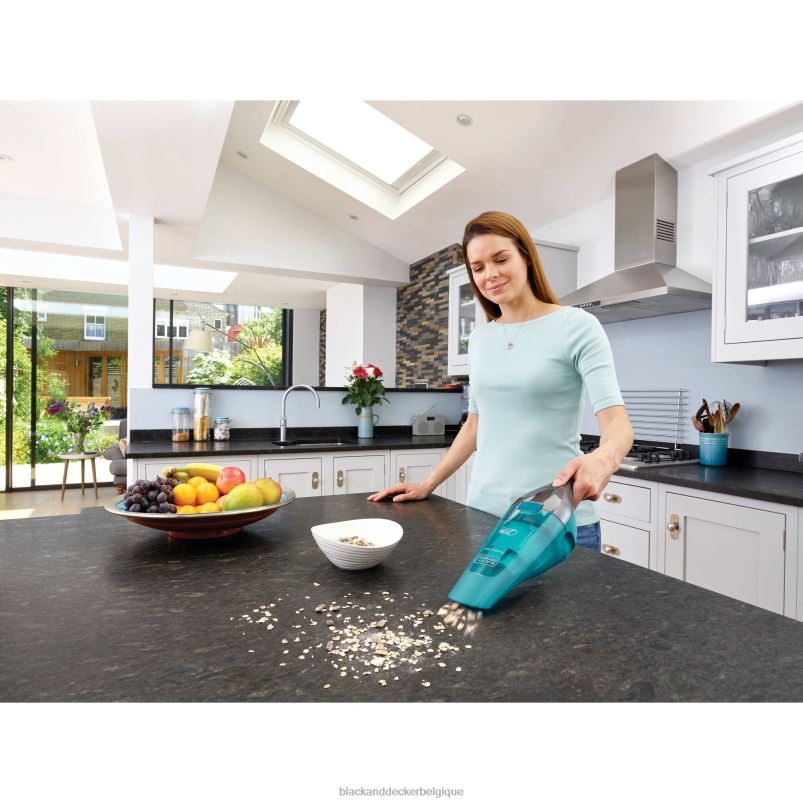 BLACK+DECKER X42D61Aspirateur à main sans fil eau/sec Dustbuster quickclean turquoise nettoyage