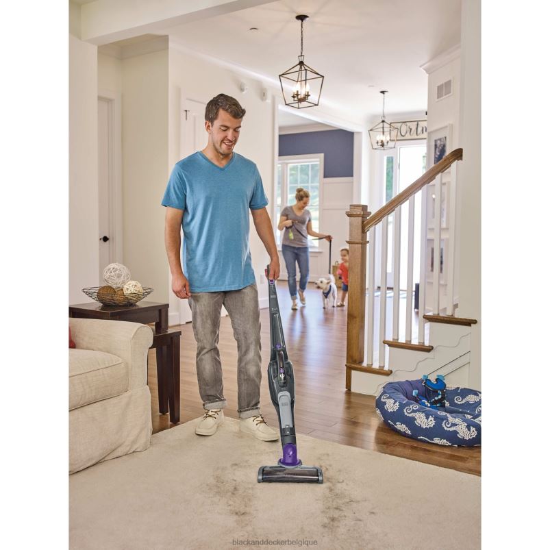 BLACK+DECKER X42D68Aspirateur-balai et aspirateur à main sans fil pour animaux de compagnie avec smartech nettoyage