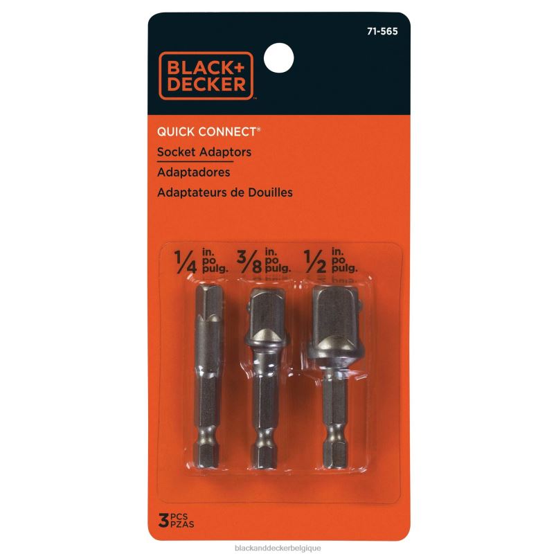 BLACK+DECKER X42D758jeu d'adaptateurs de prise 3 pièces outils