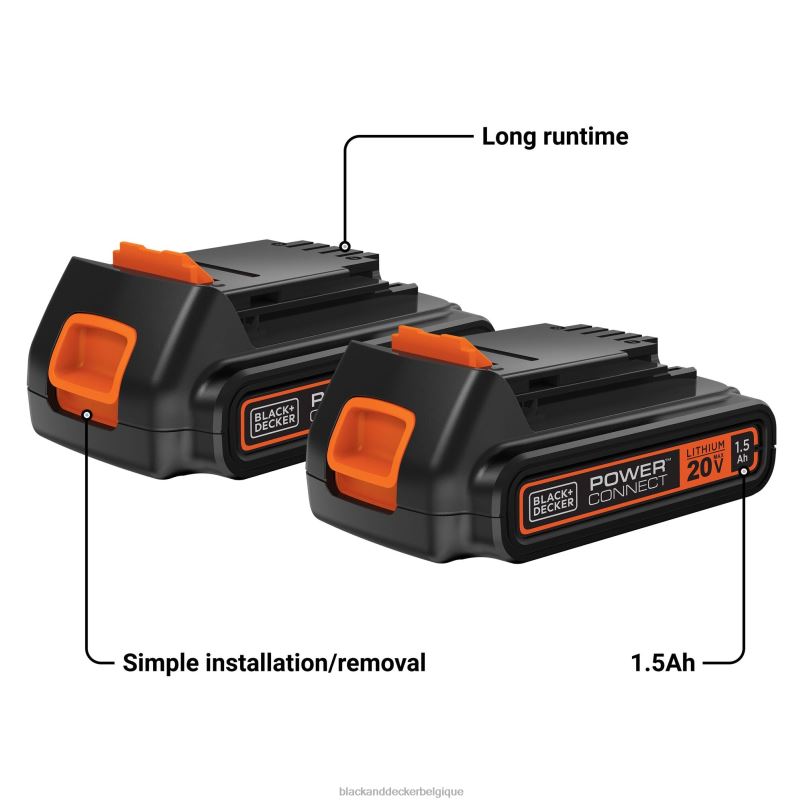 BLACK+DECKER X42D720Batterie lithium-ion 20 V Max PowerConnect 1,5 Ah, lot de 2 outils