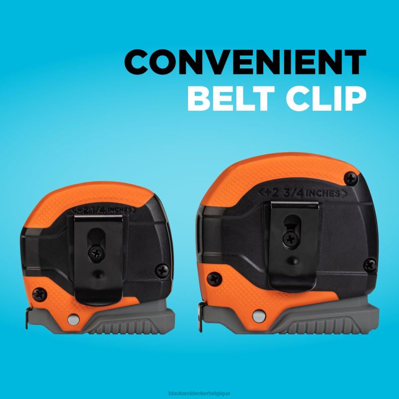 BLACK+DECKER X42D614paquet de ruban à mesurer à dégagement automatique, 12 pieds et 16 pieds, paquet de 2 outils