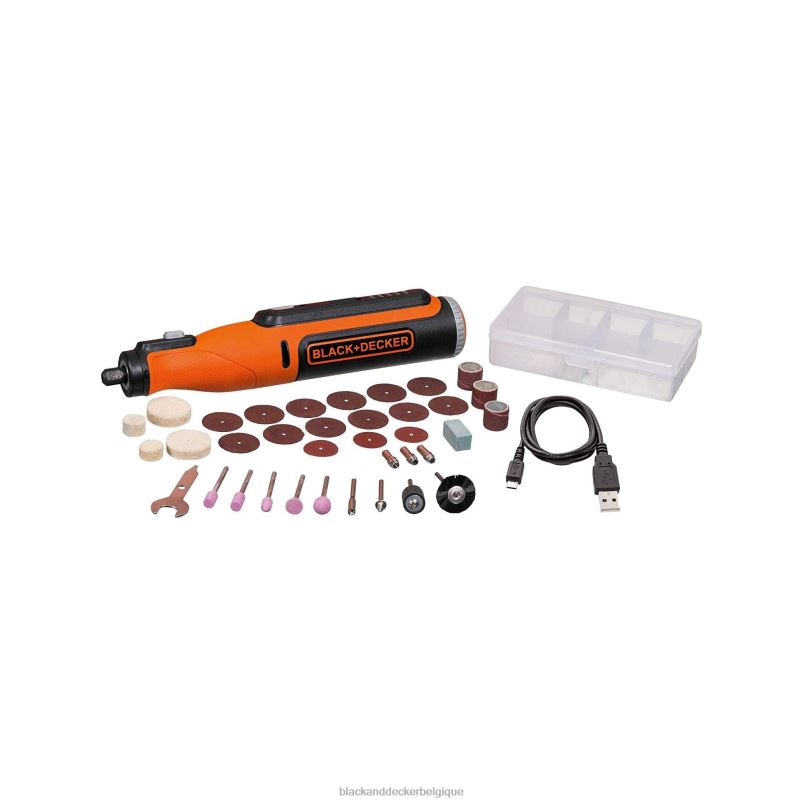 BLACK+DECKER X42D671Outil rotatif 8 V max avec kit d'accessoires polyvalent sans fil 35 pièces outils