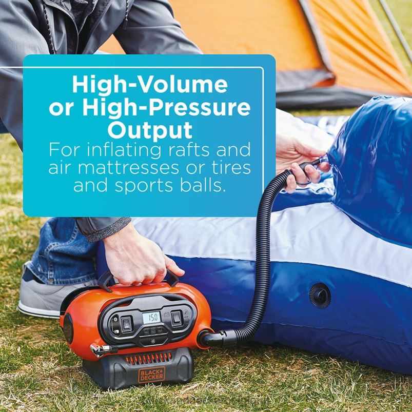 BLACK+DECKER X42D674Gonfleur de pneu sans fil 20 V max, outil électrique sans fil et filaire uniquement outils