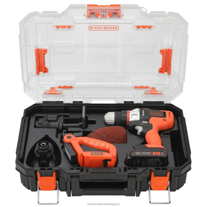 BLACK+DECKER X42D526Ensemble combiné de 4 outils sans fil Matrix 20 V Max avec rangement outils