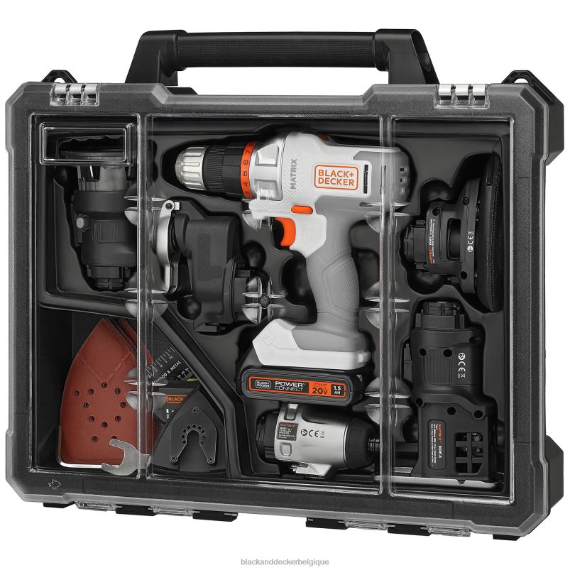 BLACK+DECKER X42D528Kit combo sans fil matriciel 20v max 6 outils blanc et orange outils
