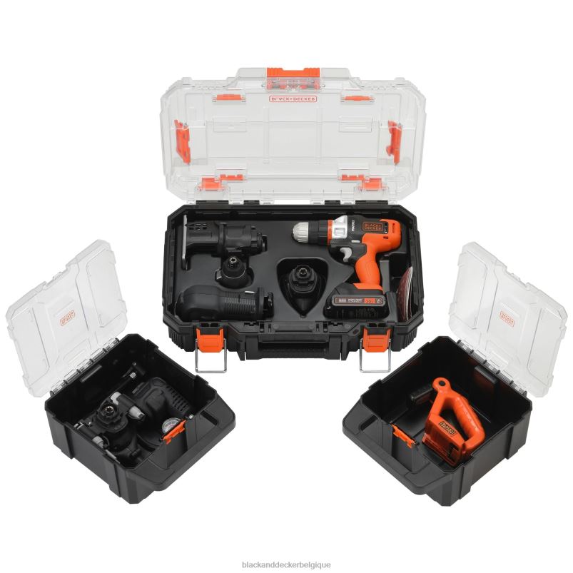 BLACK+DECKER X42D529Le kit d'outils électriques Matrix 20 V max comprend une perceuse sans fil, 8 accessoires et un étui de rangement. outils