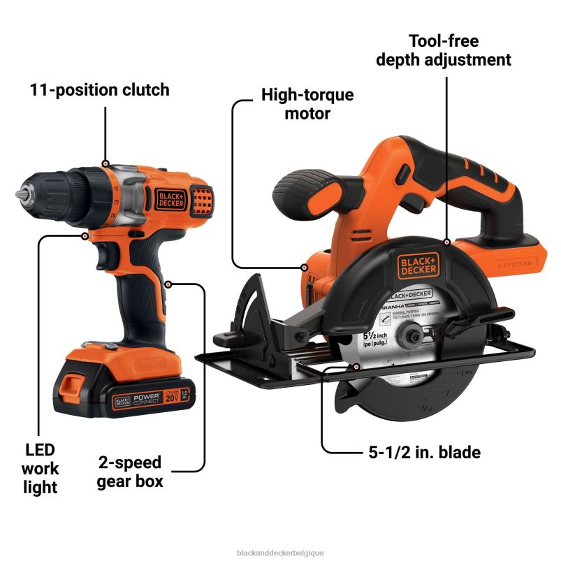 BLACK+DECKER X42D539Kit combiné perceuse/visseuse circulaire sans fil powerconnect 20 V max outils