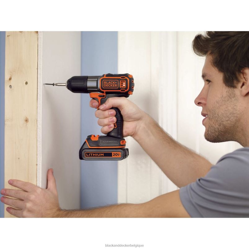 BLACK+DECKER X42D590Perceuse/visseuse sans fil powerconnect 20 V max, 3/8 po avec kit de détection automatique outils