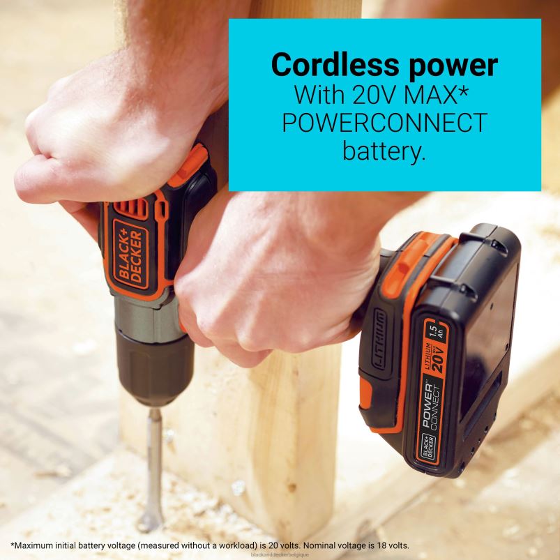 BLACK+DECKER X42D590Perceuse/visseuse sans fil powerconnect 20 V max, 3/8 po avec kit de détection automatique outils