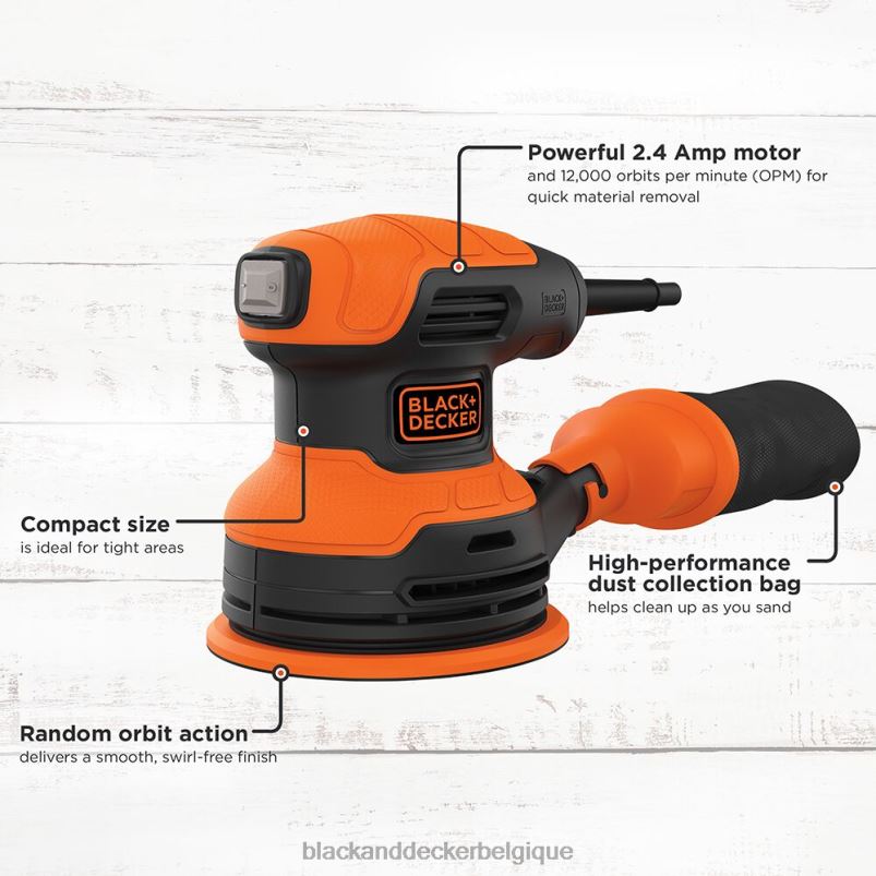 BLACK+DECKER X42D618ponceuse orbitale aléatoire 5 pouces 2,4 ampères outils
