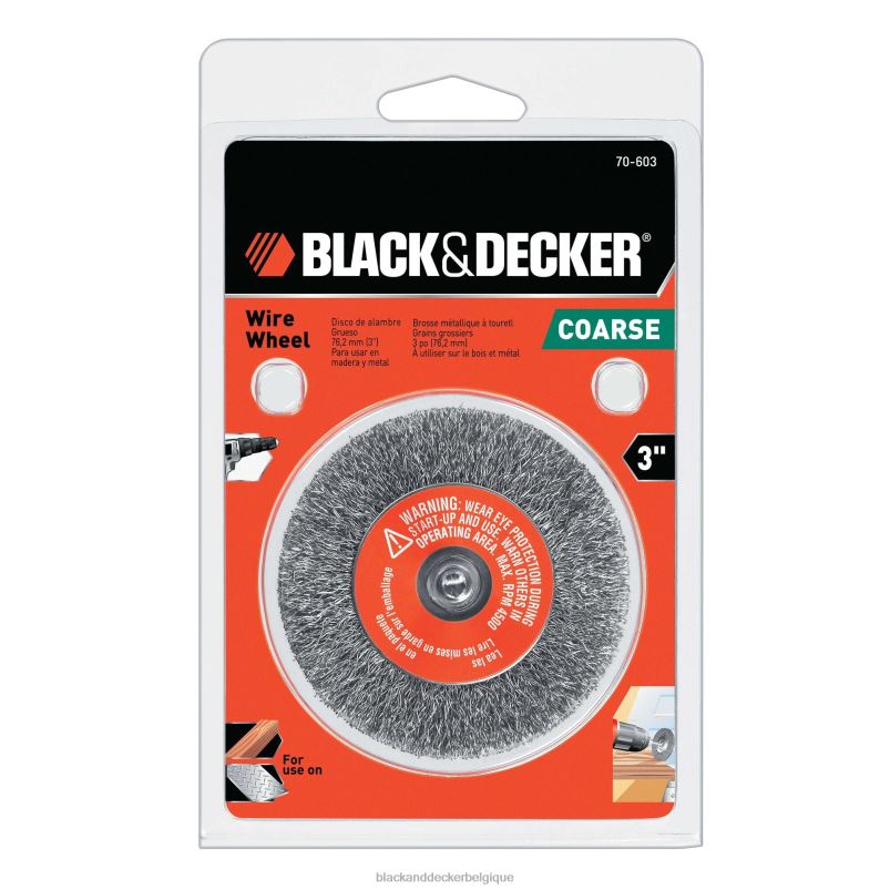 BLACK+DECKER X42D639roue métallique 1/4 de pouce sertie à tige grossière de 3 pouces outils
