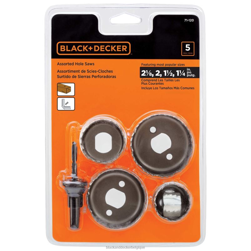 BLACK+DECKER X42D667kit de scies-cloches assortis 5 pièces outils