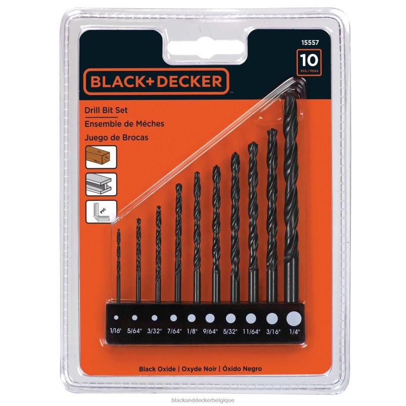 BLACK+DECKER X42D597jeu de forets 10 pièces outils