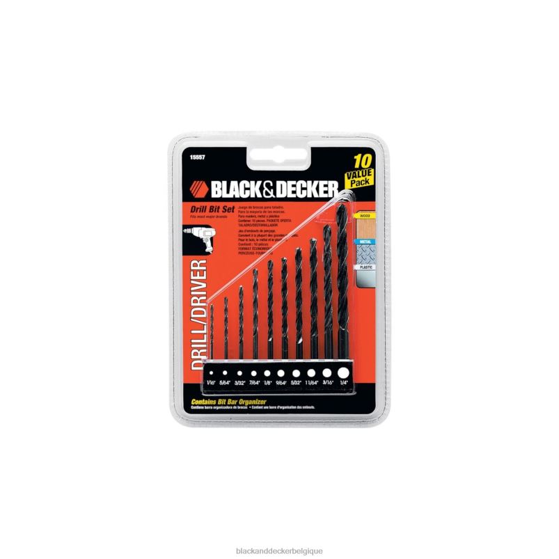 BLACK+DECKER X42D597jeu de forets 10 pièces outils