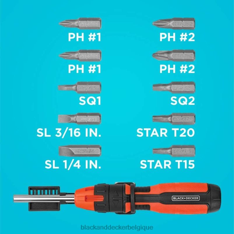 BLACK+DECKER X42D604tournevis à cliquet 10 embouts outils