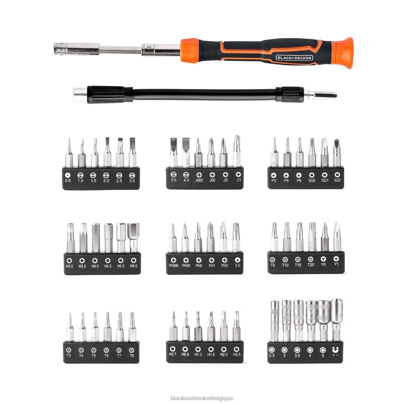 BLACK+DECKER X42D606Jeu de tournevis de précision 56 pièces outils